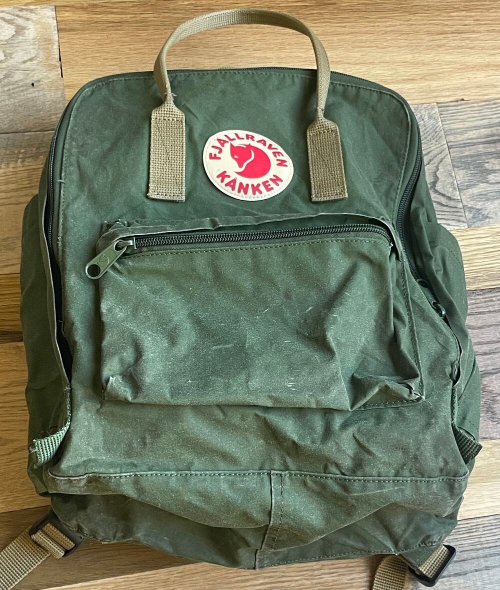 Fjallraven Kanken 23510 Green Backpack Tan Straps Classic Daypack